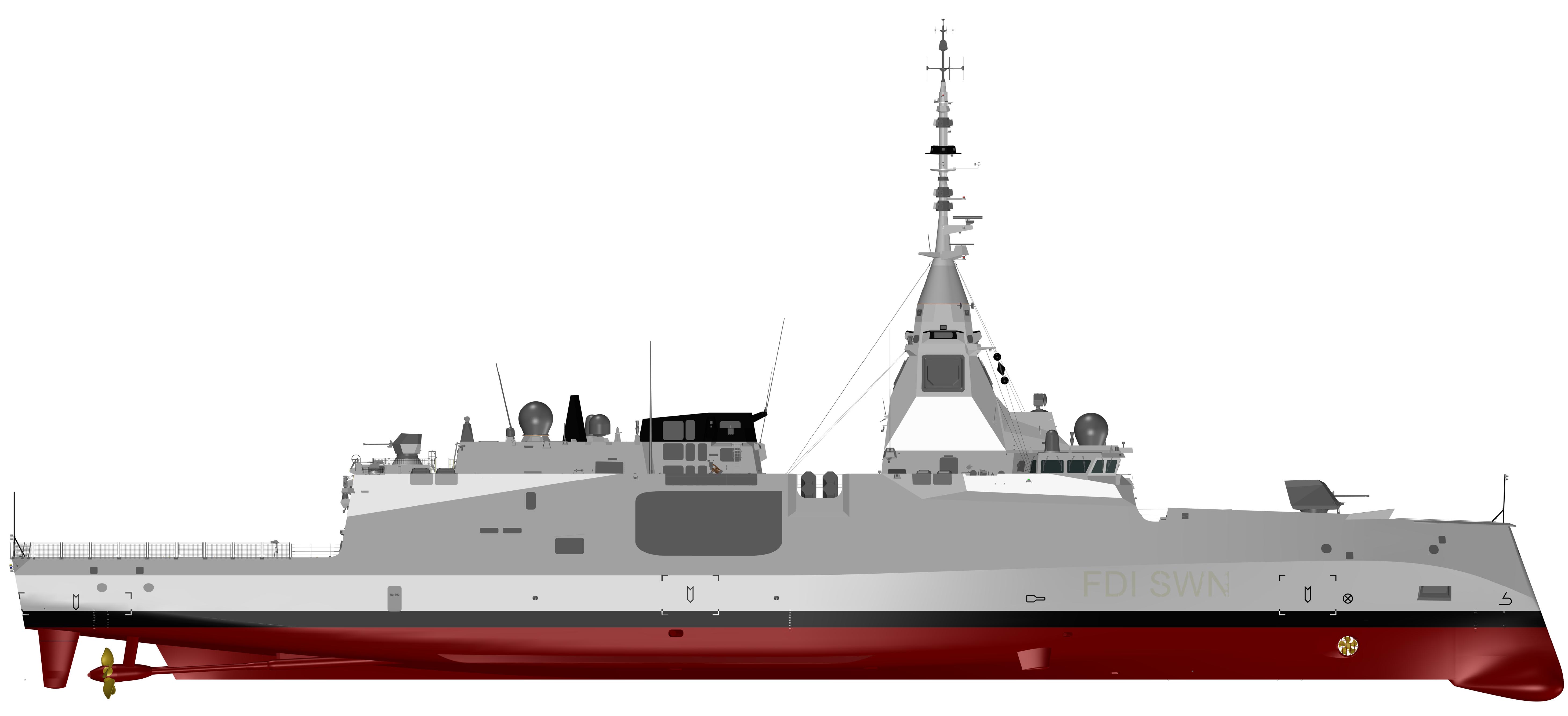 Ytstridsfartyget FDI eller Frégate de Dèfence et d’Intervention. Foto: Naval Group