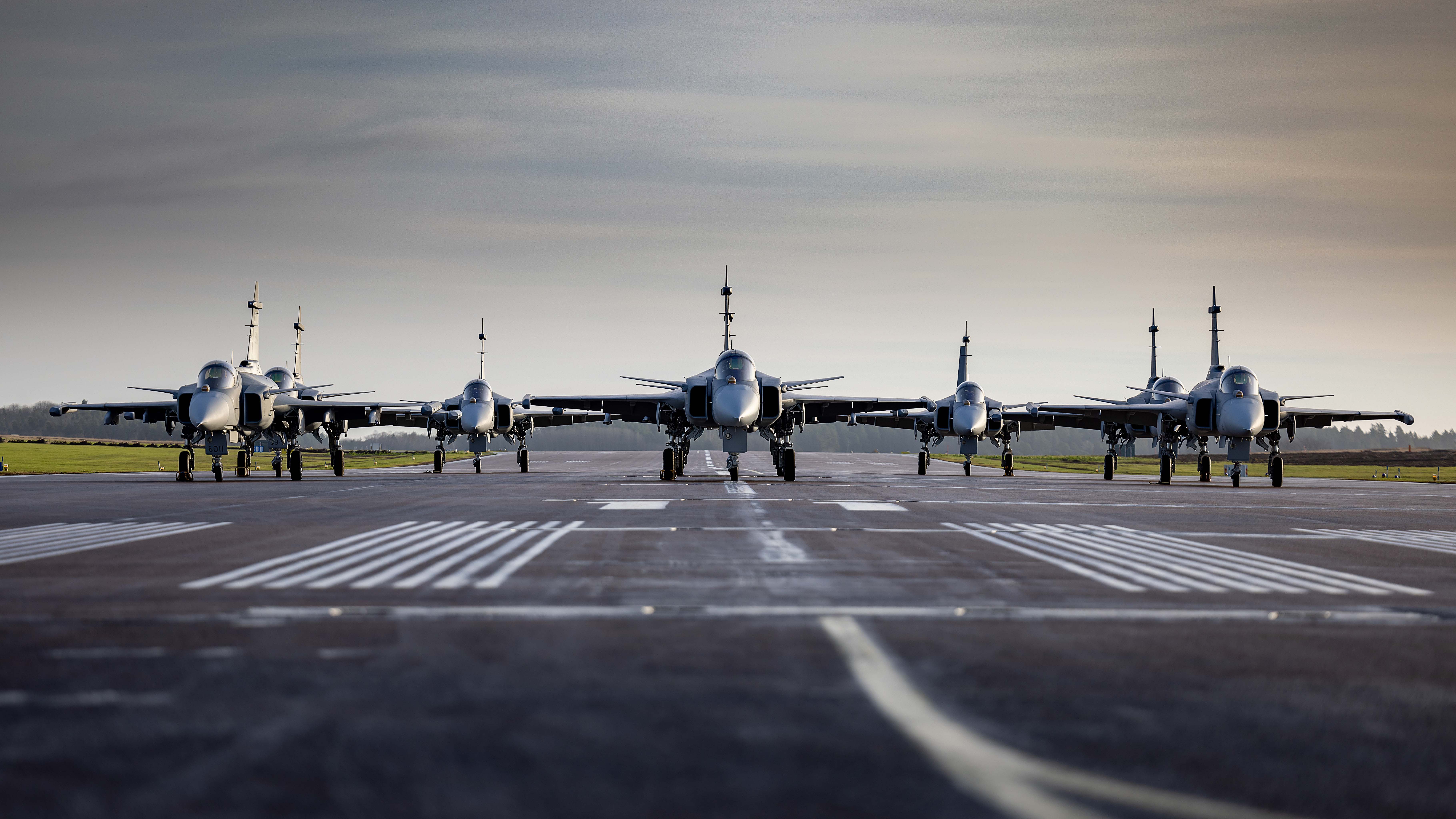 Leveranser av Gripen E påbörjas under 2029. Foto: Saab