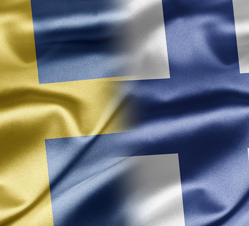 Sveriges och Finlands flaggor