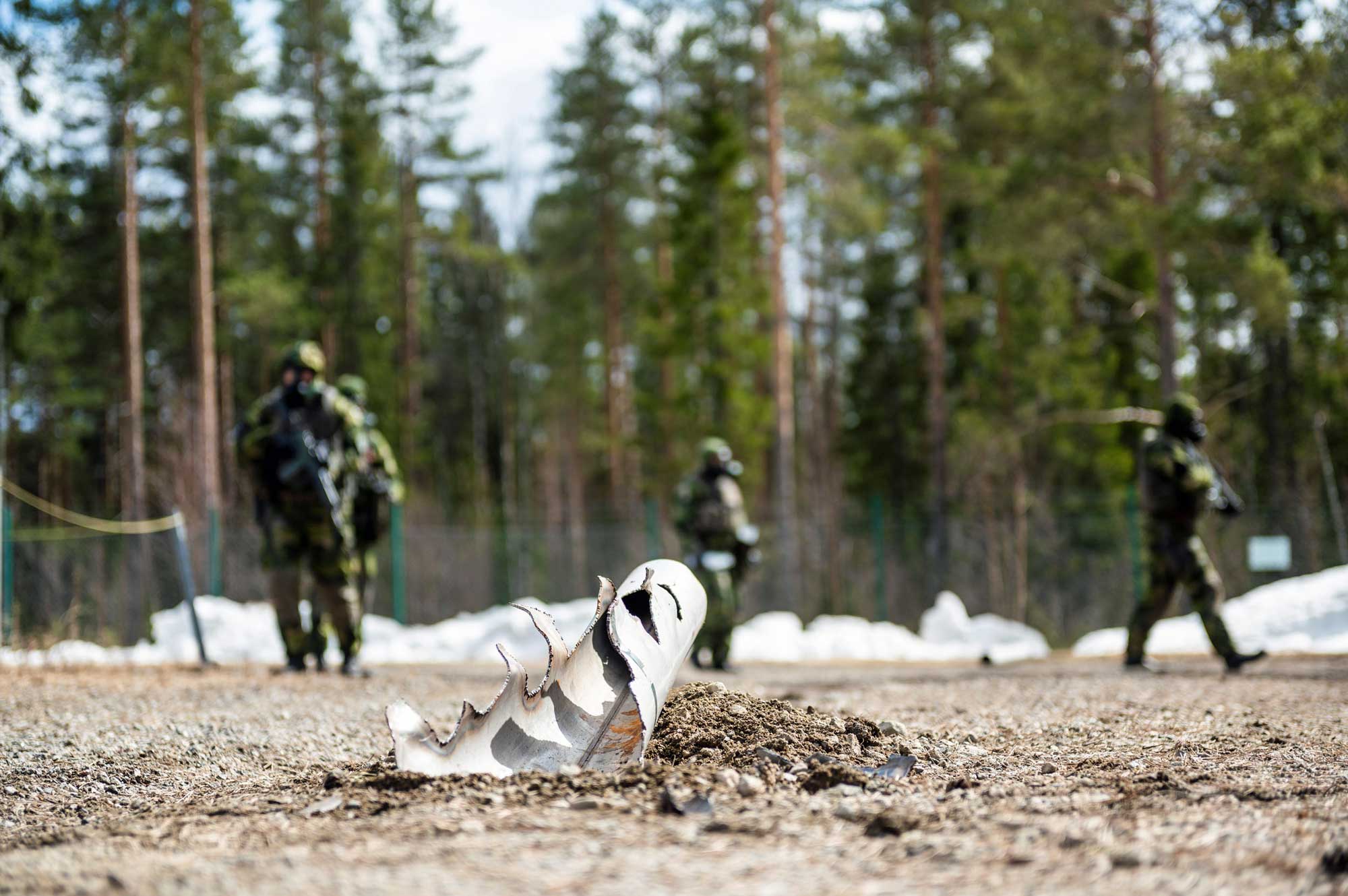 Soldater i CBRN-förband vid Skyddscentrum i Umeå. 