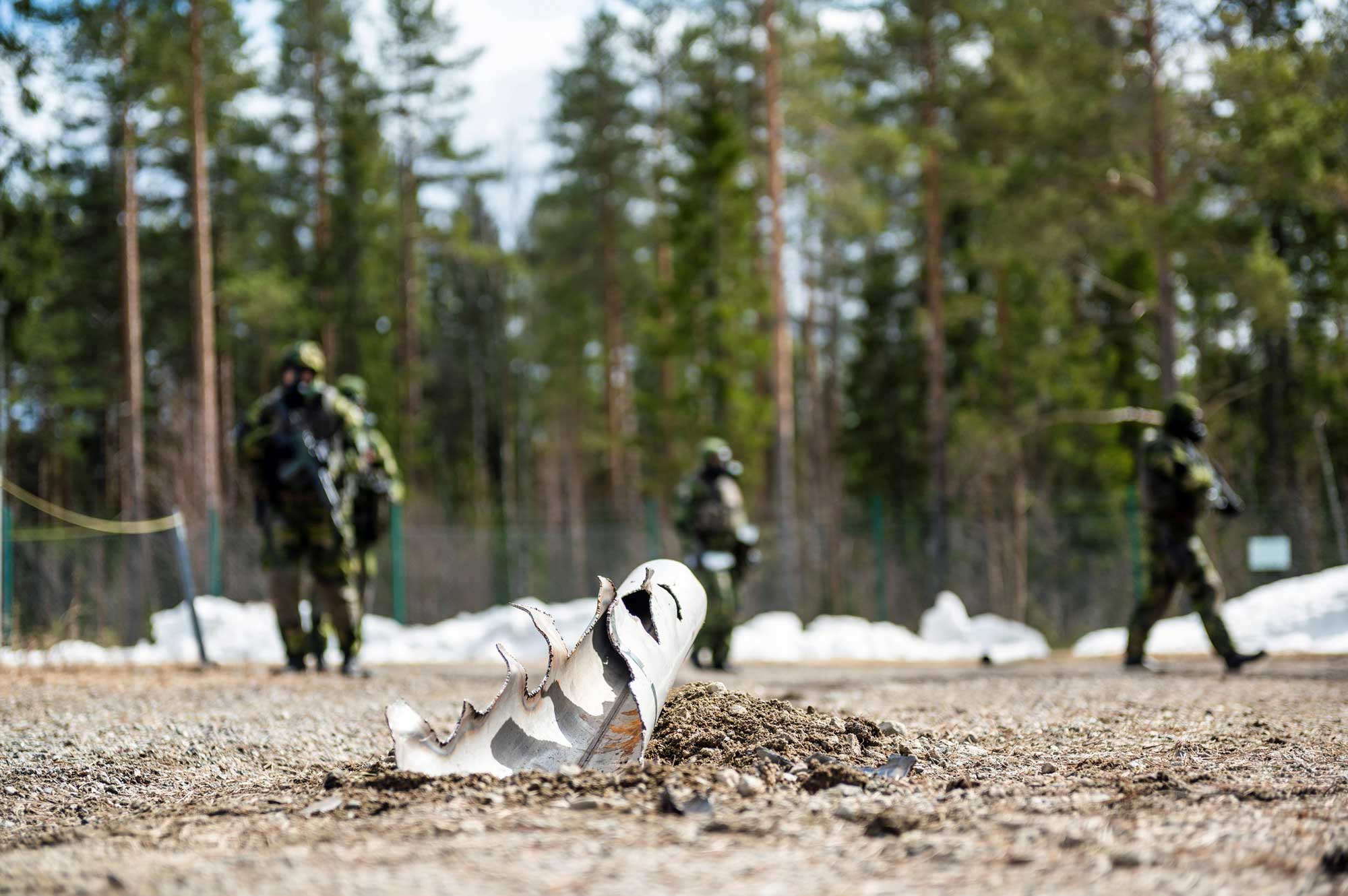 Soldater i CBRN-förband vid Skyddscentrum i Umeå.
