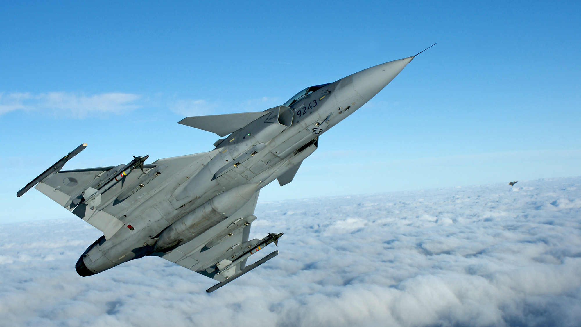 Jas 39 Gripen från det Tjeckiska flygvapnet i luften