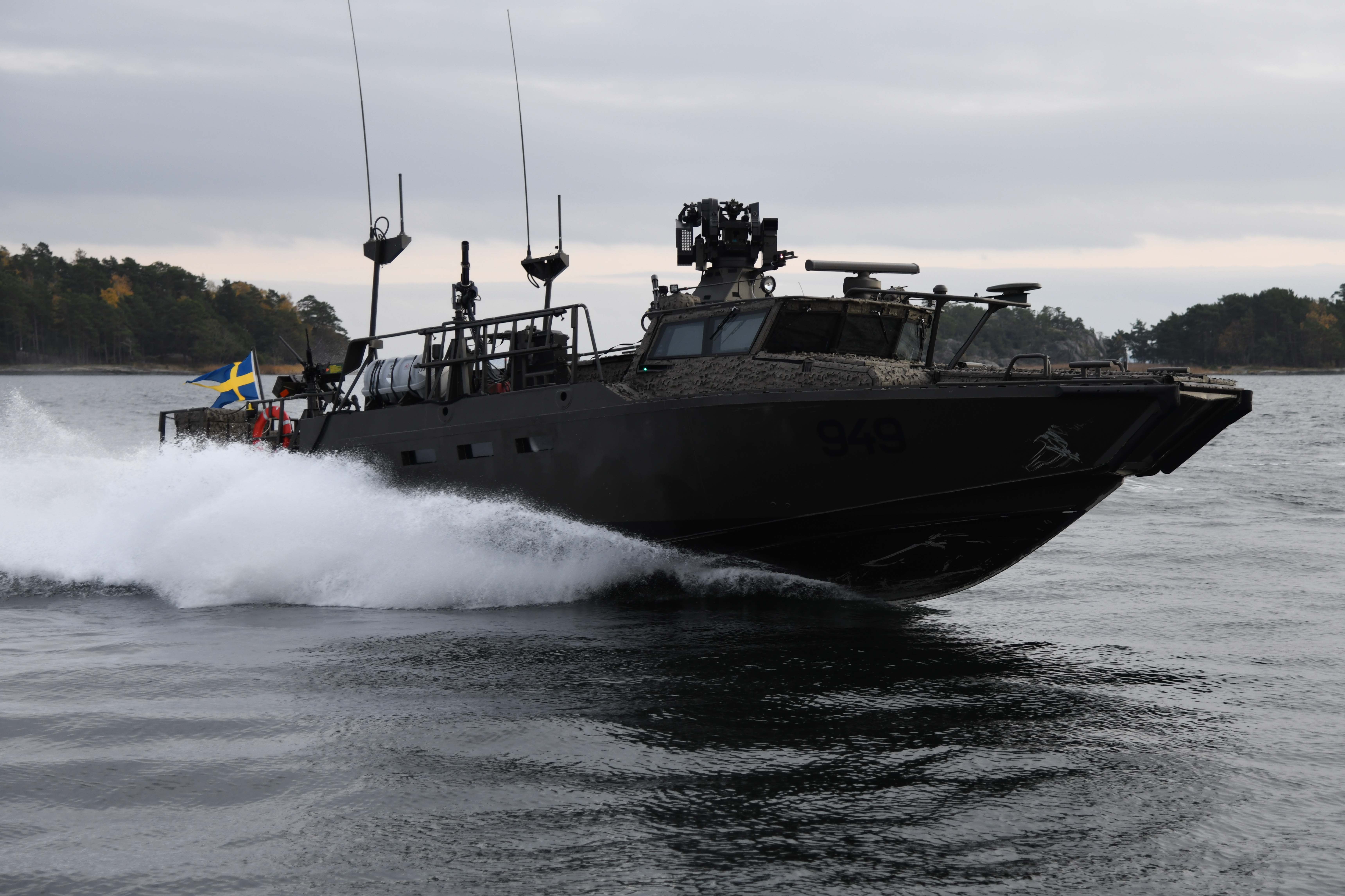 Stridsbåt 90 i Stockholms skärgård. Foto: FMV